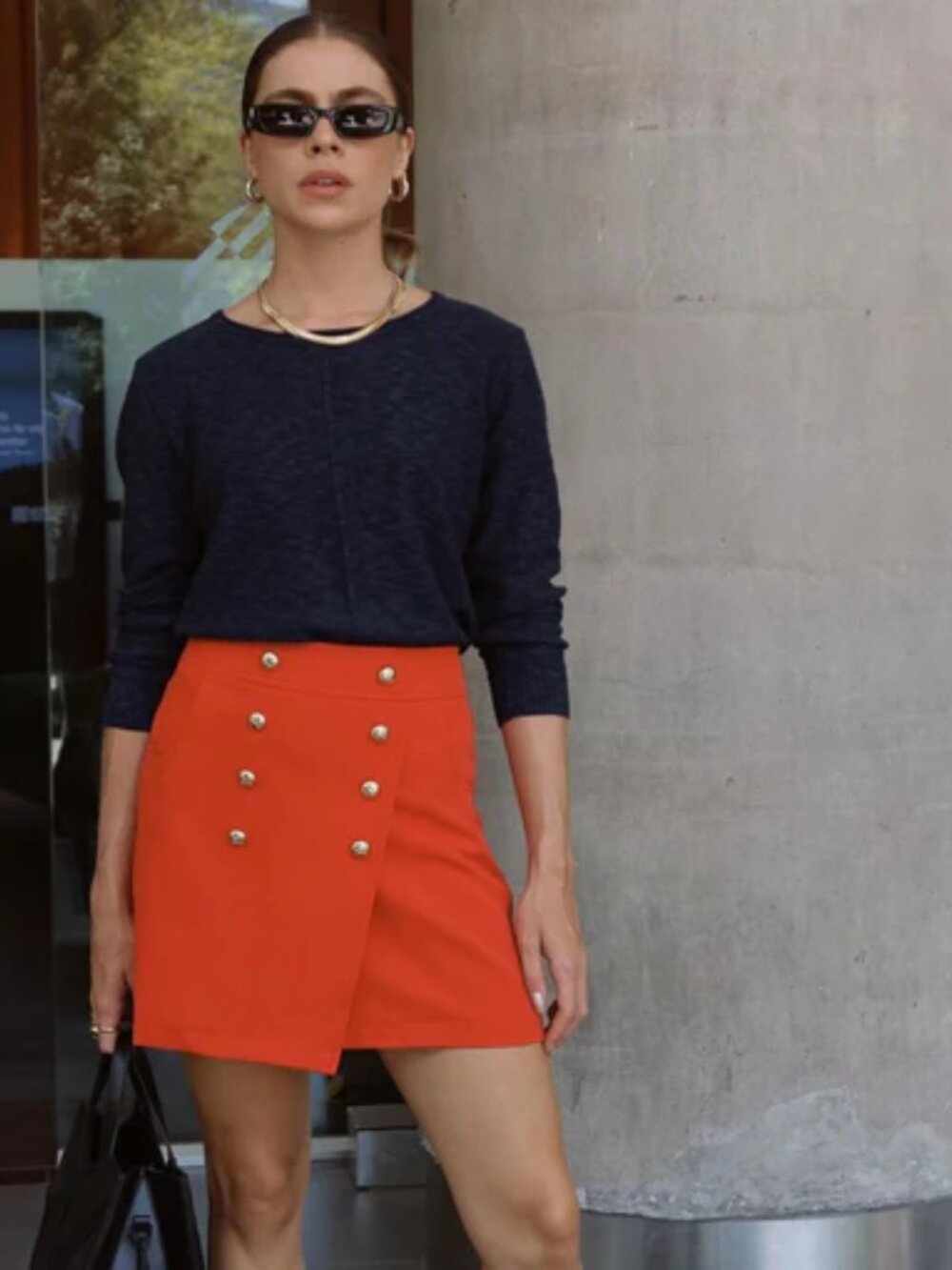 J Crew Marine Orange High Waist Women's Linen Skirt NWOT - Sz 8